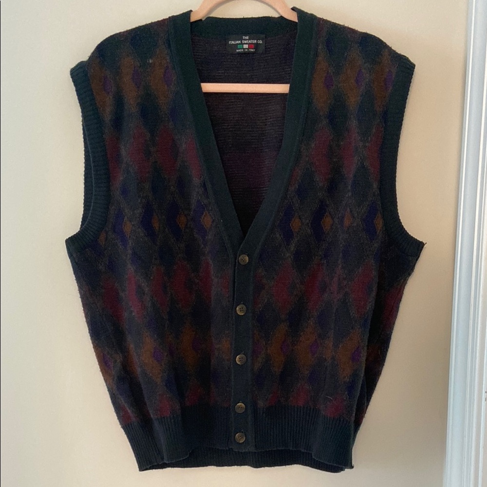 Colorful Argyle Knit Vest